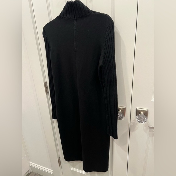 Akris Punto Wool Rib Knit Mock Neck Midi Dress Black Size 8 - Picture 8 of 12